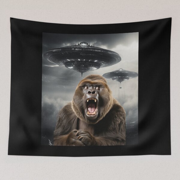 Item preview, Monkey Selfie with UFOs designed and sold by Master-Print.