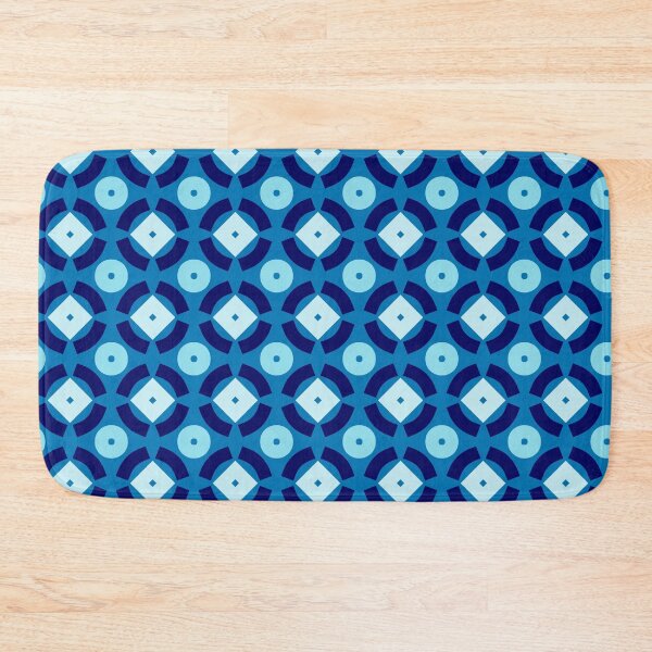 Item preview, Navy Royal Blue Semi Circle Polka Dots Symmetry Nautical Geometrical Byzantine Moorish Mediterranean Mosaic Pattern designed and sold by PenguinForests.