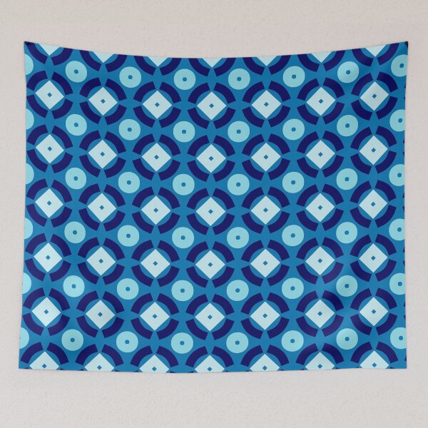 Item preview, Navy Royal Blue Semi Circle Polka Dots Symmetry Nautical Geometrical Byzantine Moorish Mediterranean Mosaic Pattern designed and sold by PenguinForests.