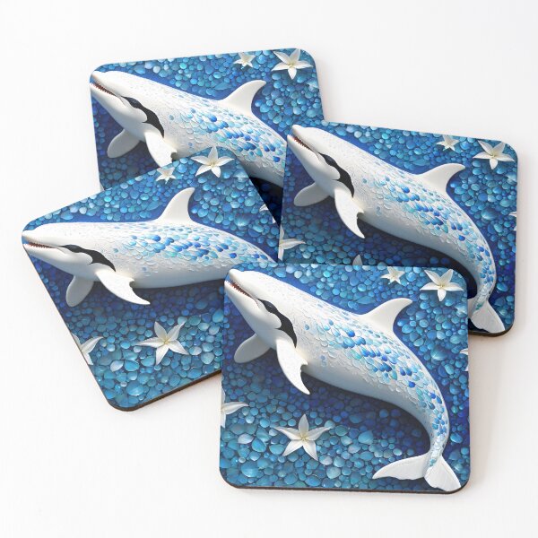 Item preview, 3d white whale with blue background designed and sold by DesignsbyVelvet.