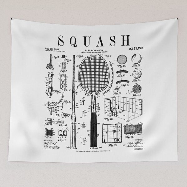 Item preview, Squash Player Ball Court Racket Sports Vintage Patent Print designed and sold by GrandeDuc.