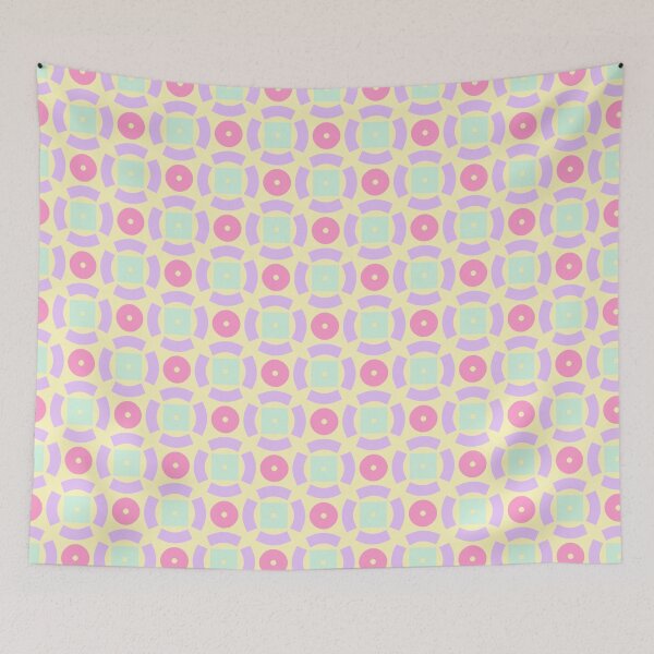 Item preview, Pale Pink Lavender Green Circle Square Ring Dots Soft Spring Cheerful Easter Eggs Flowery Pattern designed and sold by PenguinForests.