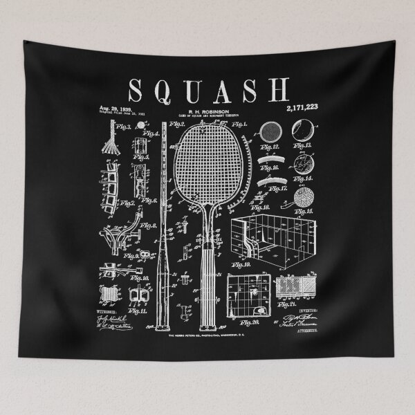 Item preview, Squash Player Ball Court Racket Sports Vintage Patent Print designed and sold by GrandeDuc.