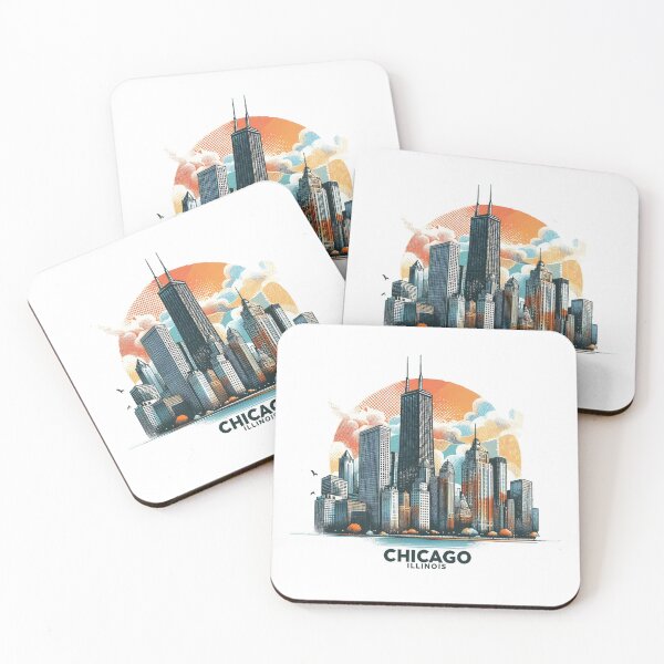 Item preview, CHICAGO ILLINOIS Watercolor Illustration designed and sold by PaintMeWorld.