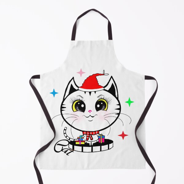 Item preview, Un gato blanco planea abrir regalos en Navidad designed and sold by Shirley cute art .