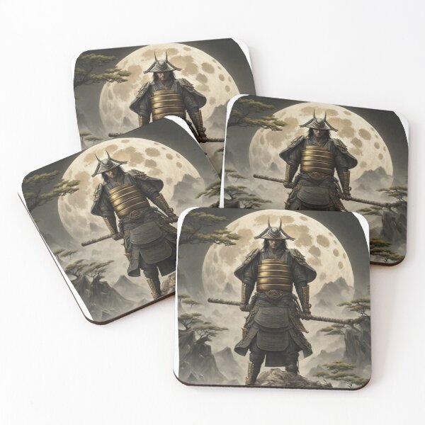Item preview, Samurai in front of the moon designed and sold by Toms Tee.