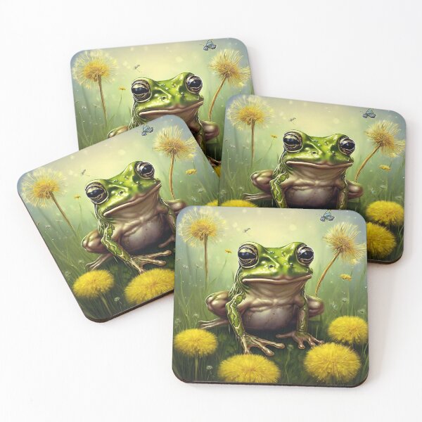 Item preview, Frog and Yellow Dandelions designed and sold by ArtsOfBats.