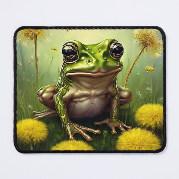 Item preview, Frog and Yellow Dandelions designed and sold by ArtsOfBats.