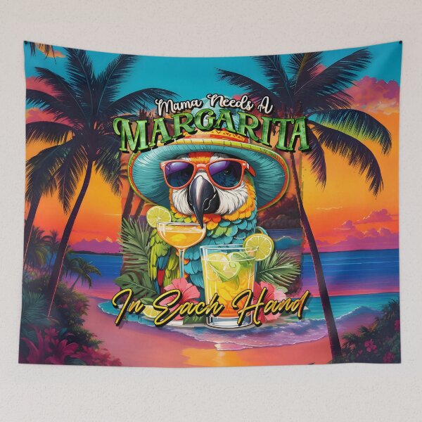 Item preview, Mama Needs a Margarita In Each Hands: A Tropical Parrot Escape with Double Delight Sunset designed and sold by MindWave THC.