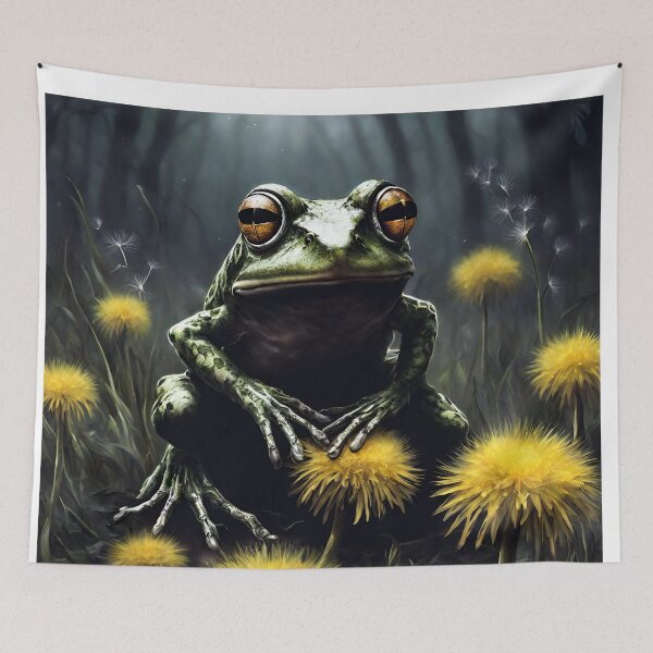 Item preview, Frog and Dandelions Dark designed and sold by ArtsOfBats.