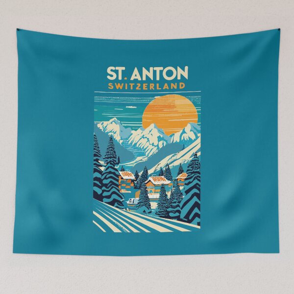 Item preview, A Vintage Travel Art of St Anton - Switzerland  designed and sold by GoodOldVintage.