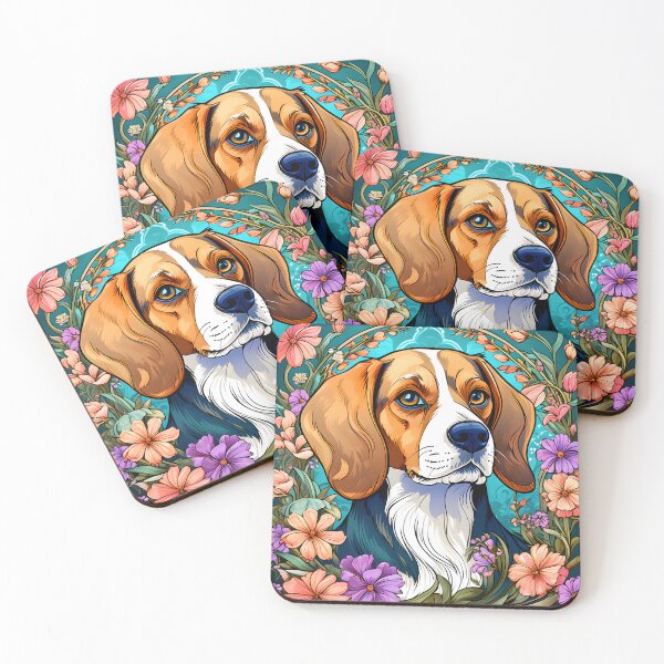 Item preview, Art Nouveau style picture of a Beagle Dog designed and sold by Petalandfur.