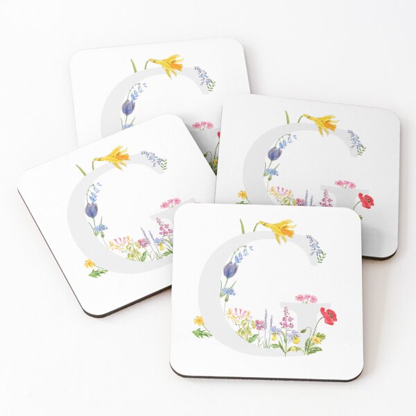 Artikelvorschau, botanisches Monogramm, Alphabet G, Wildblumen, handgemalt entworfen und verkauft von ColorandColor.
