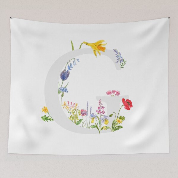 Artikelvorschau, botanisches Monogramm, Alphabet G, Wildblumen, handgemalt entworfen und verkauft von SelenePaintings .