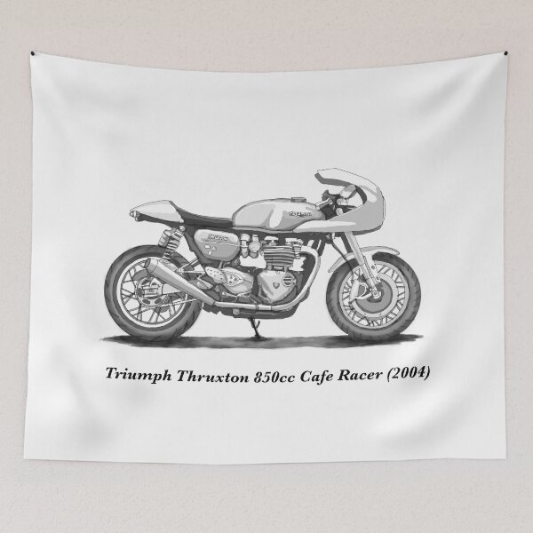 Item preview, Drawing of Vintage Classic Motorbike Thruxton Cafe Racer designed and sold by GaalArt.