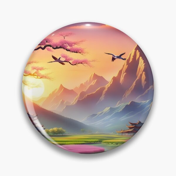 Item preview, Magical Far Eastern Springtime Scenery Cartoon Style AI Artwork designed and sold by FRTcreative.