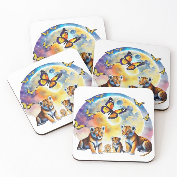 Item preview, Cubs Enchanted: Moonlit Butterfly Ballet designed and sold by AiArtsBanana.