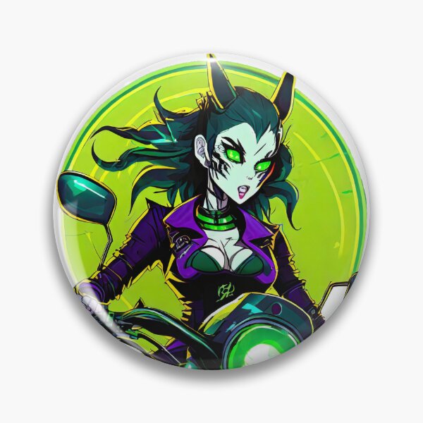 Artikelvorschau, Angry Vampire lLady on a Green Motorcycle entworfen und verkauft von BADESIGNZZ.