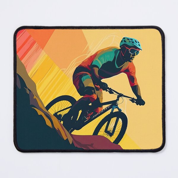 Item preview, Colorful mountain biker in the sunset designed and sold by WallGemsArt.