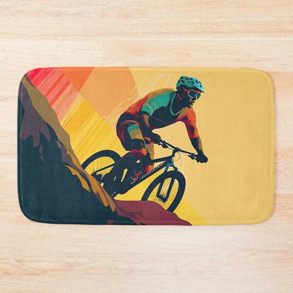 Item preview, Colorful mountain biker in the sunset designed and sold by WallGemsArt.