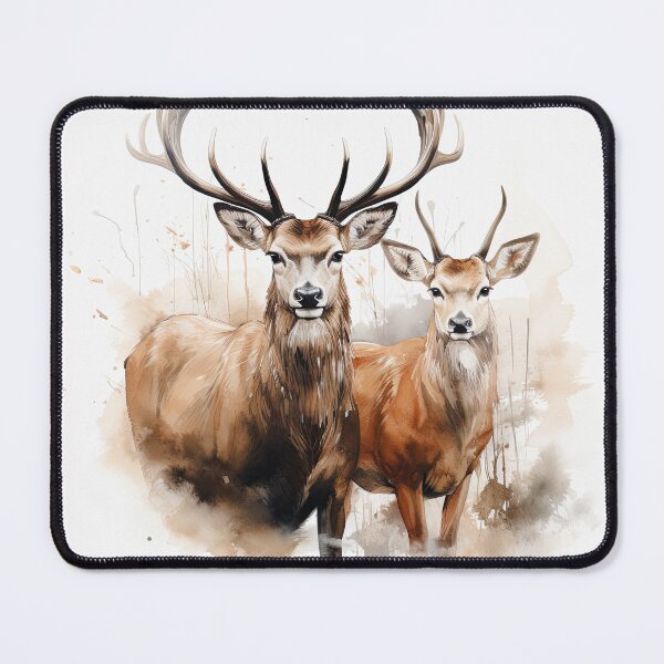 Item preview, Two deer watercolor painting designed and sold by FlatLandPrints.