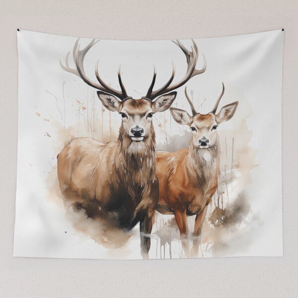 Item preview, Two deer watercolor painting designed and sold by FlatLandPrints.