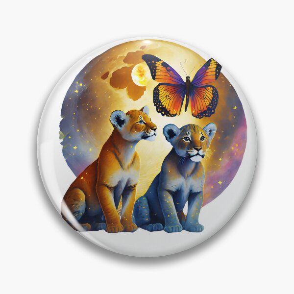 Item preview, Lions Cubs Enchanted: Moonlit Butterfly designed and sold by AiArtsBanana.
