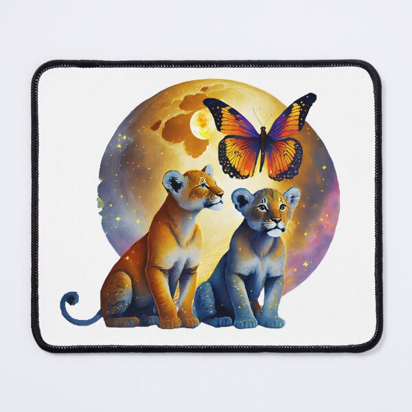 Item preview, Lions Cubs Enchanted: Moonlit Butterfly designed and sold by AiArtsBanana.
