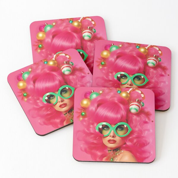Item preview, Cabello navideño rosa kitsch designed and sold by GooGooPop.