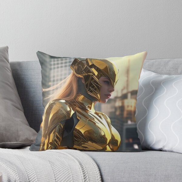 Item preview, beautiful woman gold knight digital art armor cyborg designed and sold by UILOVE.