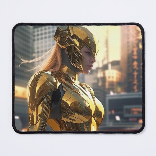 Item preview, beautiful woman gold knight digital art armor cyborg designed and sold by UILOVE.
