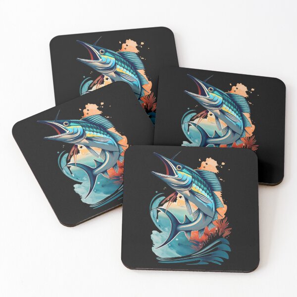 Item preview, Marlin leaping above ocean waves designed and sold by Ann Miu Deluxe.