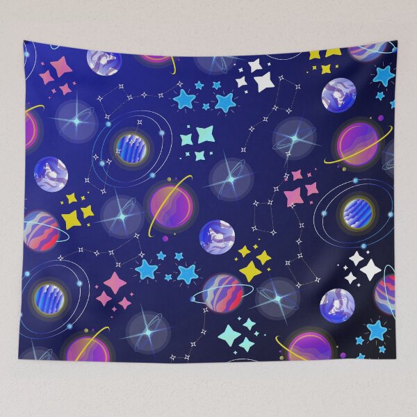 Item preview, planets colourful space galaxy stars moon pattern designed and sold by DesignYourWaystore.