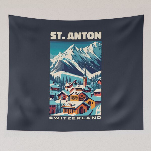 Item preview, A Vintage Travel Art of St Anton - Switzerland  designed and sold by GoodOldVintage.