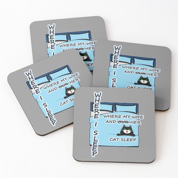 Item preview, Funny Cat Sleeping Arrangements Married Life Whose Cat is it? 1 of 2 designed and sold by Beachy.