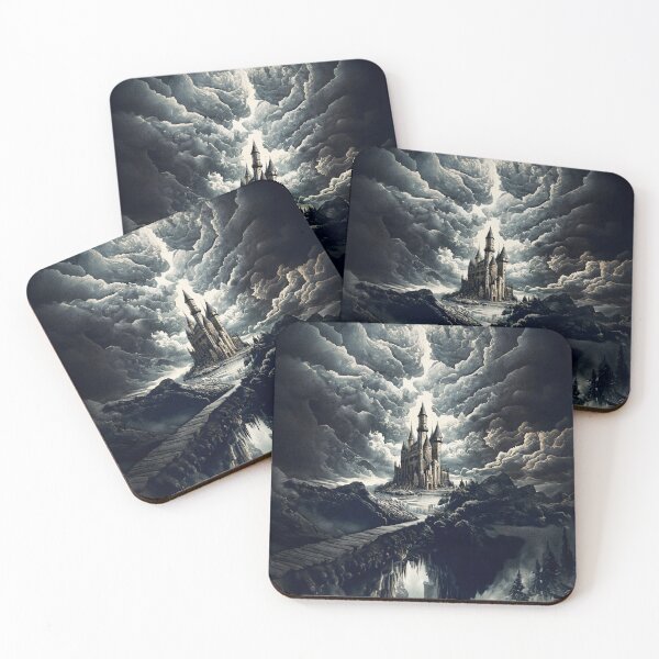 Item preview, Dark & Foreboding Medieval Fantasy Castle Digital Painting designed and sold by RedFinchDesigns.