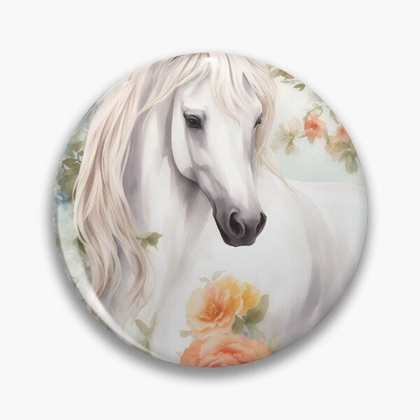 Item preview, White Horse with Floral designed and sold by Neranchara.