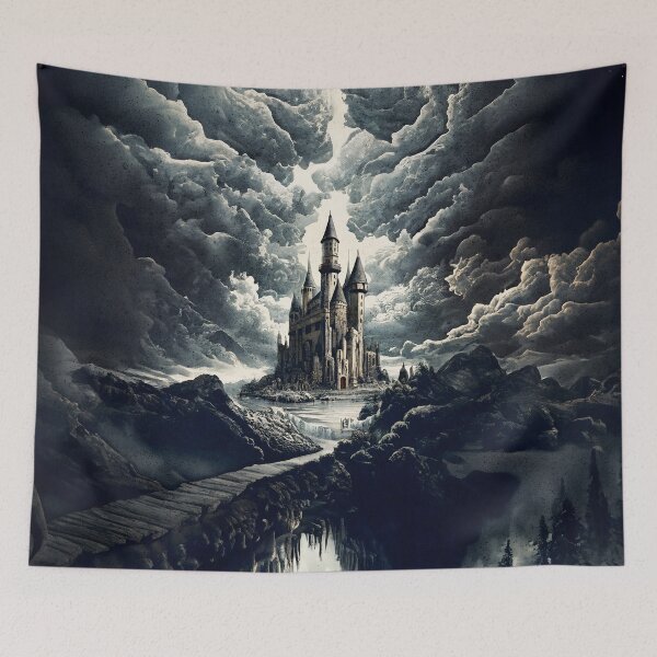 Item preview, Dark & Foreboding Medieval Fantasy Castle Digital Painting designed and sold by RedFinchDesigns.
