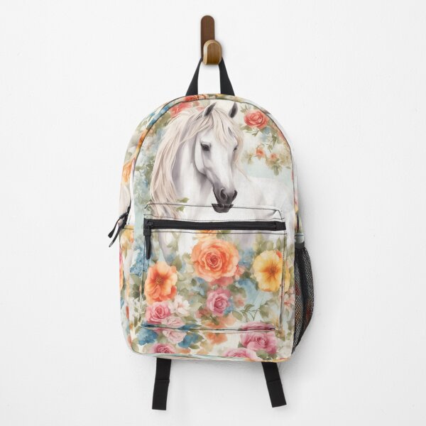 Item preview, White Horse with Floral designed and sold by Neranchara.