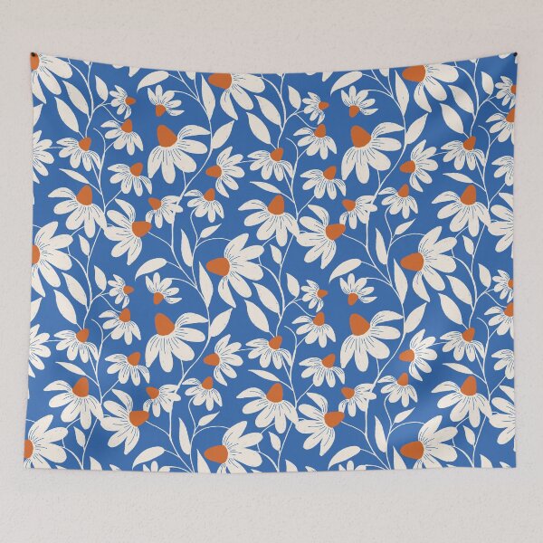 Item preview, Floriography - White Coneflower - Cobalt Blue designed and sold by susycosta.