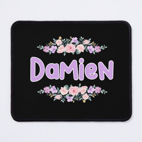 Artikelvorschau, Lila Blume Damien Namensschild (Schwarz) entworfen und verkauft von NormadWorld.