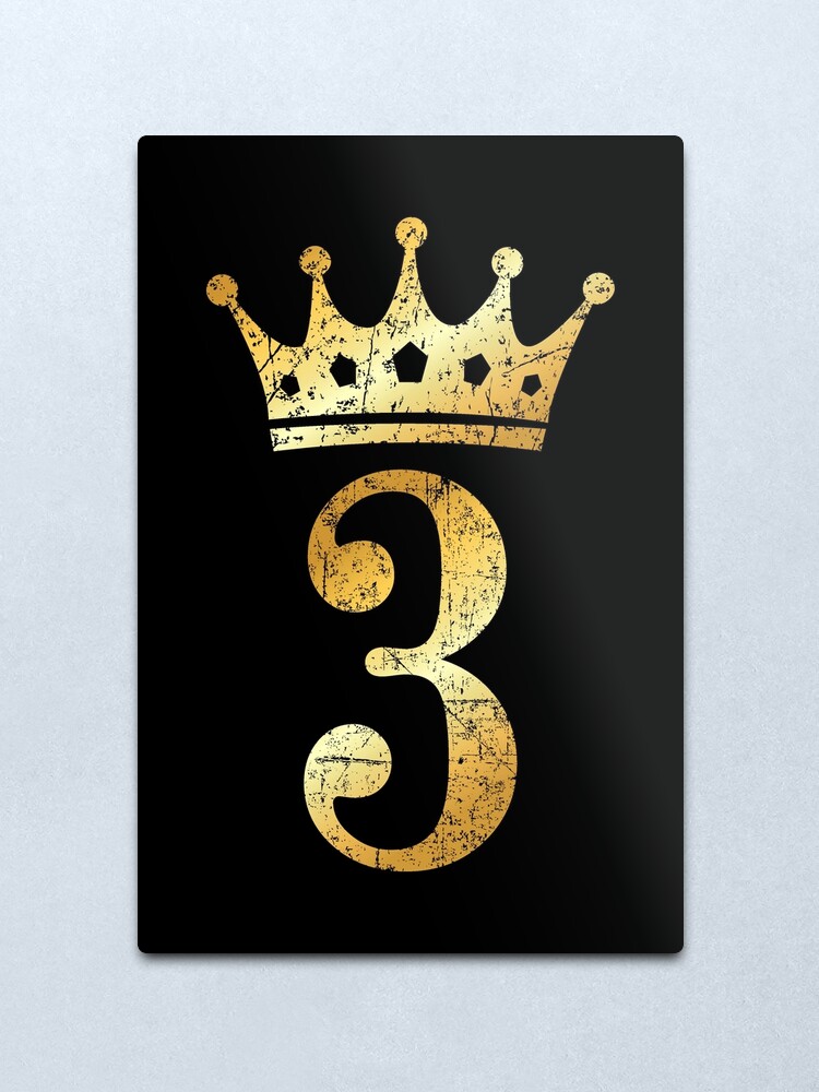 crown number 3 3rd birthday anniversary ancient gold metal