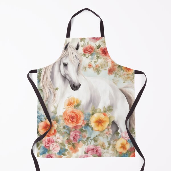 Item preview, White Horse with Floral designed and sold by Neranchara.