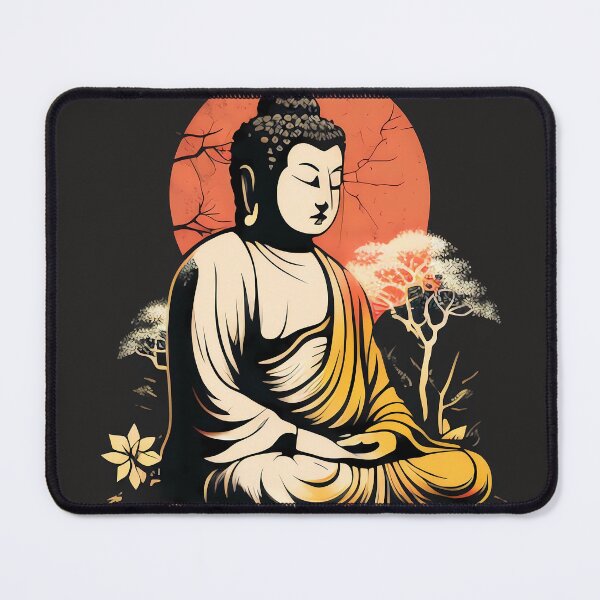 Item preview, Meditating Buddha against black background designed and sold by randrdesign.