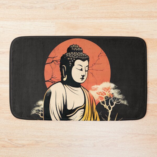 Item preview, Meditating Buddha against black background designed and sold by randrdesign.