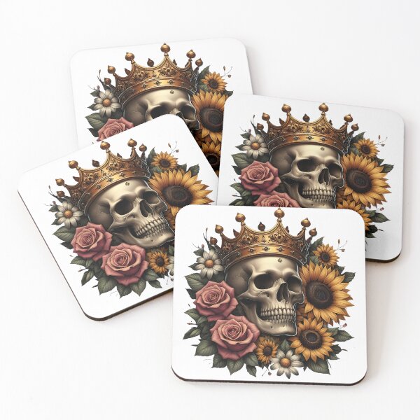 Item preview, Funny skull head with crown flowers butterfly T-shirt designed and sold by TimTeeVogue.