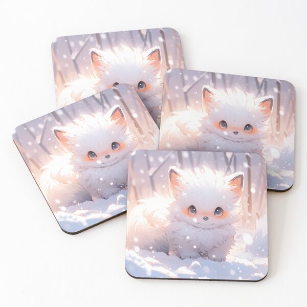 Item preview, Cute Anime Animals: Winter White Fox designed and sold by ArtsyChaosArt.