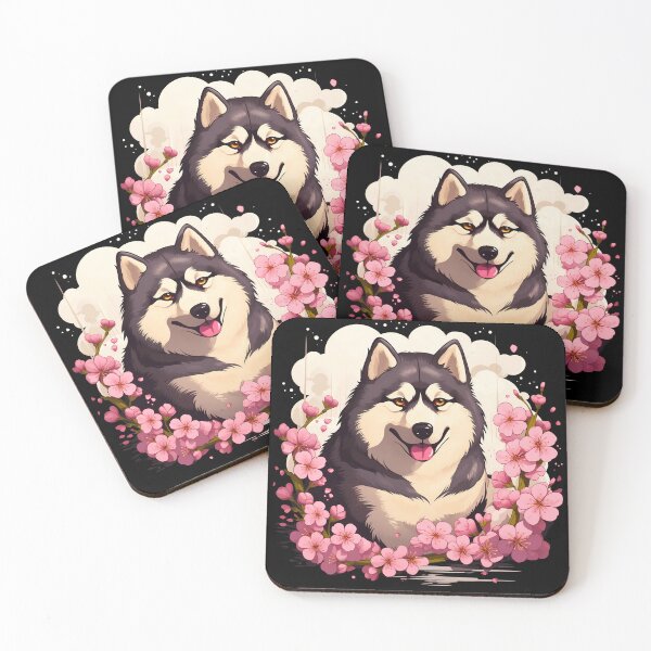 Item preview, Cute alaskan malamute dog breed in the mountains illustration designed and sold by NBSStore.