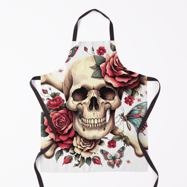 Item preview, Funny skull head with flowers butterfly crossbones T-shirt designed and sold by TimTeeVogue.