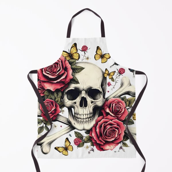 Item preview, Funny skull head with flowers butterfly crossbones T-shirt designed and sold by TimTeeVogue.